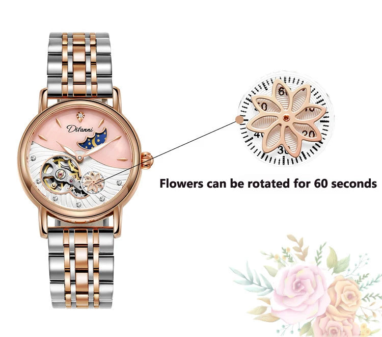 Luxury Automatic Mechanical Watch for Women with Moon Phase - Smarsty