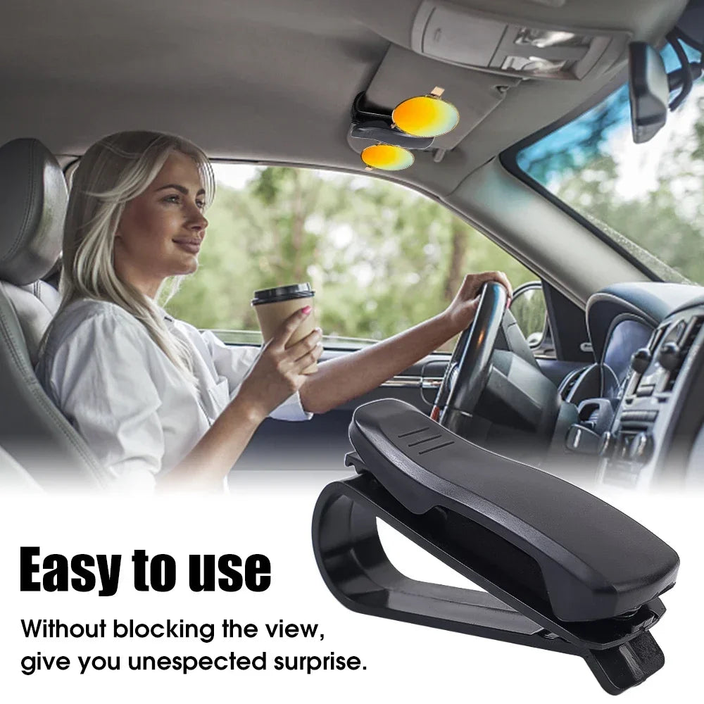 Car Visor Clip Glasses Holder Rotates 180 Degrees Card Slot - Smarsty