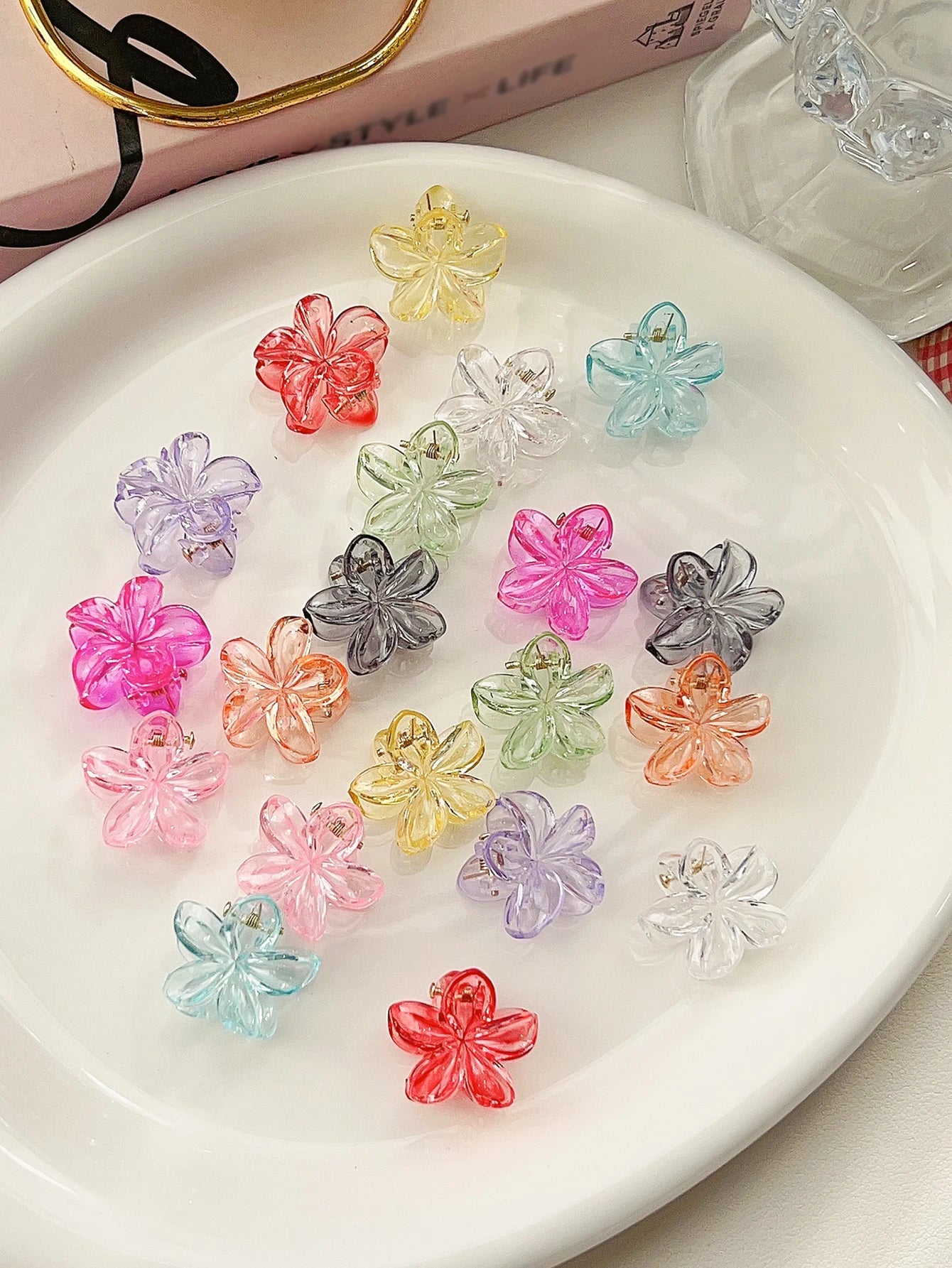 Mini Flower Hair Clips Pack Creaseless Claw Clips For Bangs - Smarsty