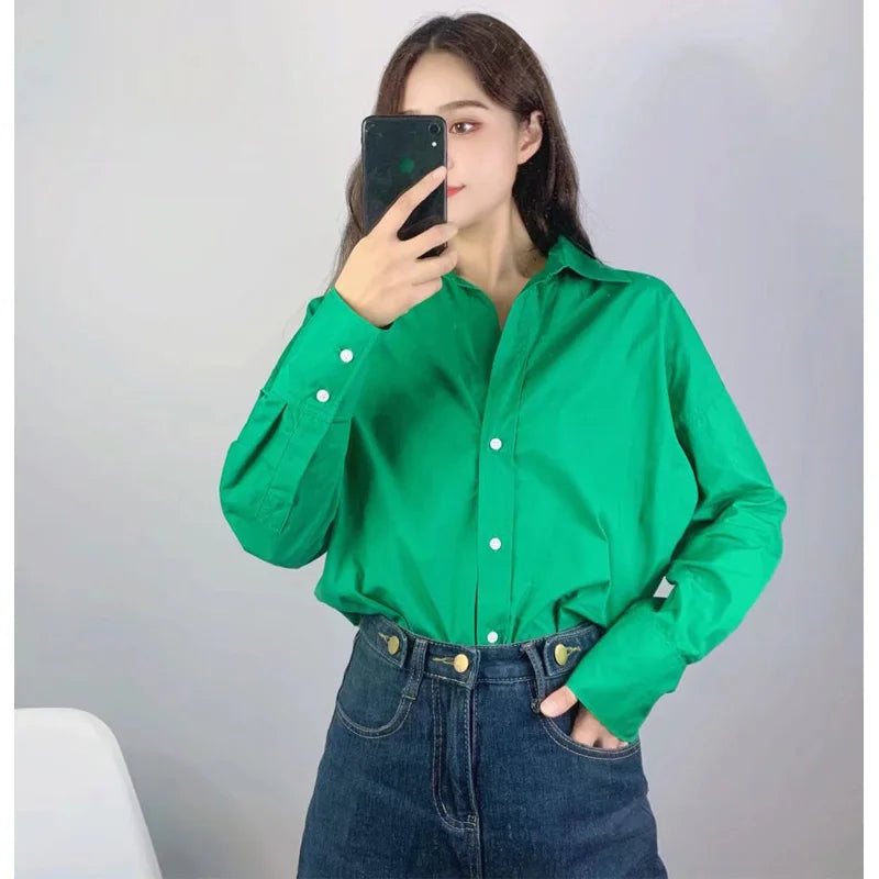 MUJER Women Shirt Multicolour Button Up Shirt Women Summer Long Sleeve Top Female Streetwear Oversize Shirts And Blouses Women - Smarsty