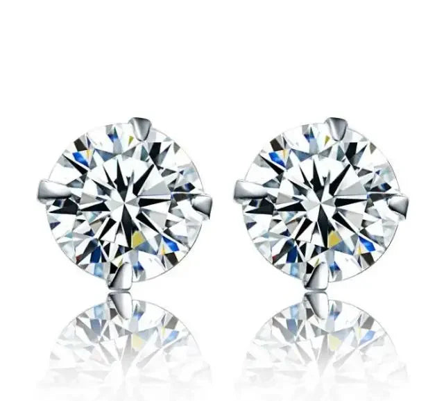 925 Sterling Silver CZ Stud Earrings Tiny Dainty Gift - Smarsty