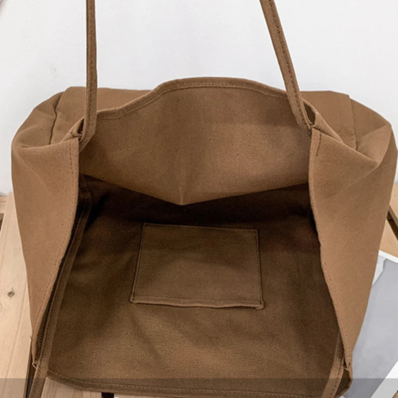 Large Capacity Canvas Shopper Tote Reusable For Women - Smarsty