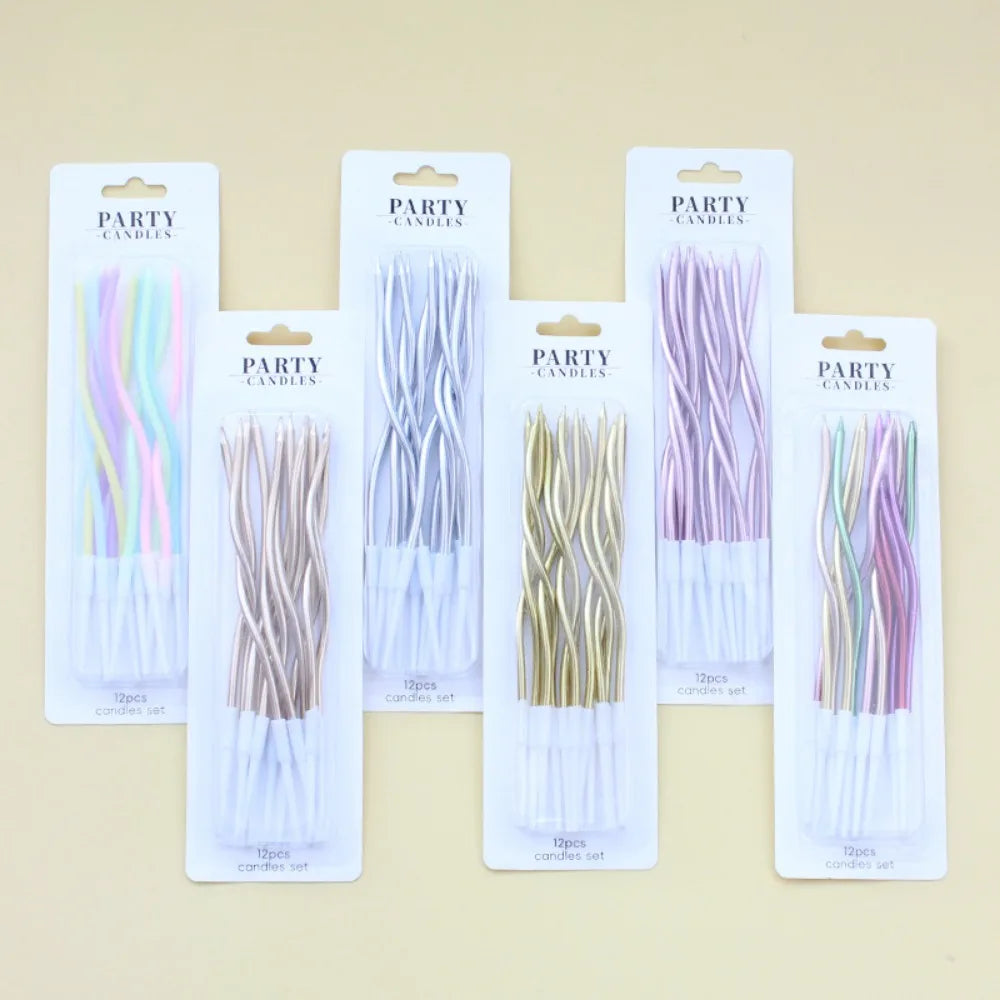 6/12/48pcs/1case Birthday Candles Spiral Cake Candles Long Thin Cake Candles For Wedding Party And Cake Decoration - Smarsty