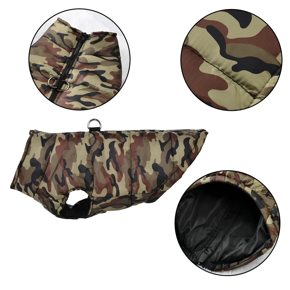 Waterproof Winter Dog Coat with Camouflage Print - Smarsty