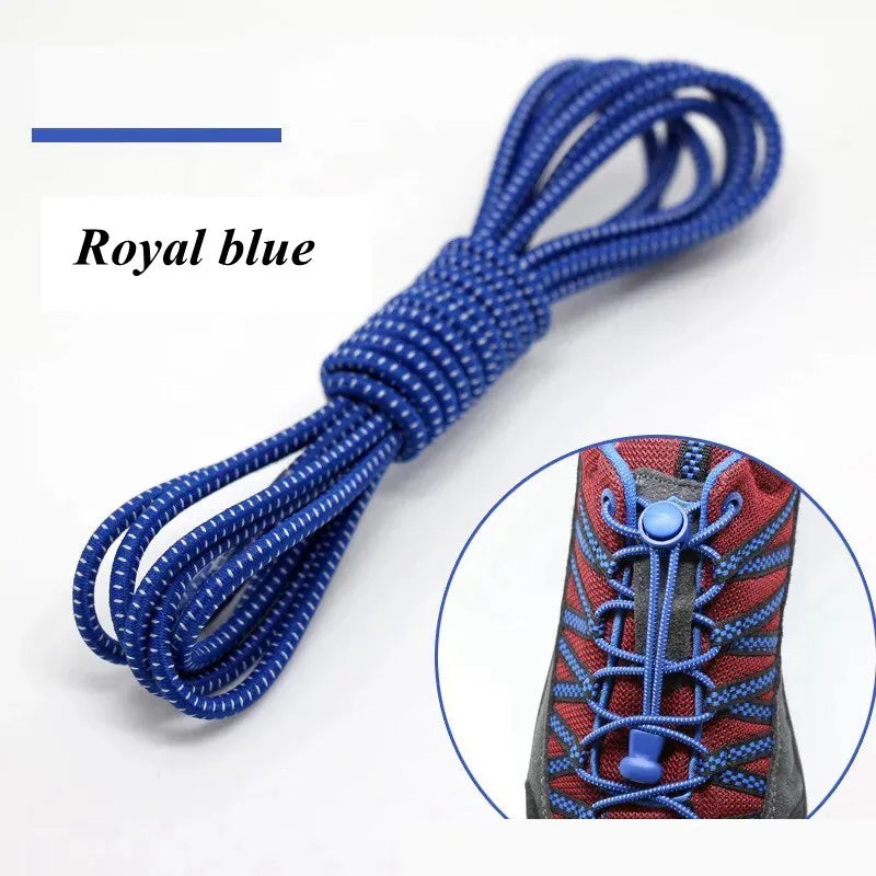 1 Pair 22 Colors Elastic Shoelaces Round Locking No Tie Shoe Laces Kids Adult Quick Lazy Laces Rubber Sneakers Shoelace T1 - Smarsty