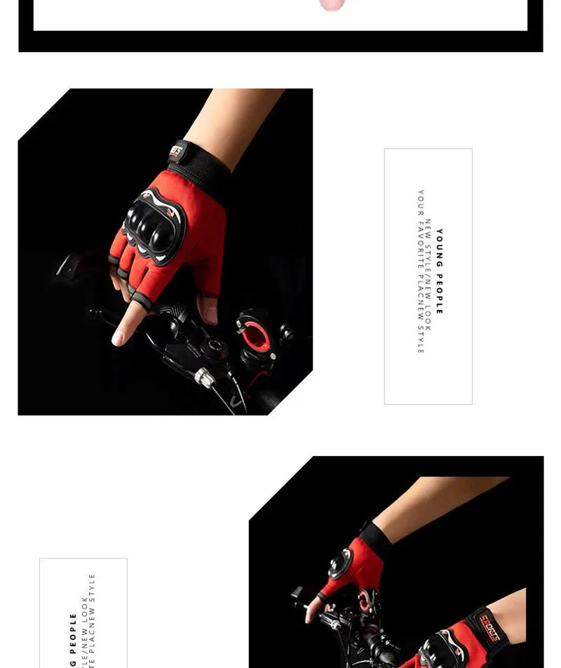 Men Half Finger Motorcycle Gloves Breathable Slip Resistant - Smarsty