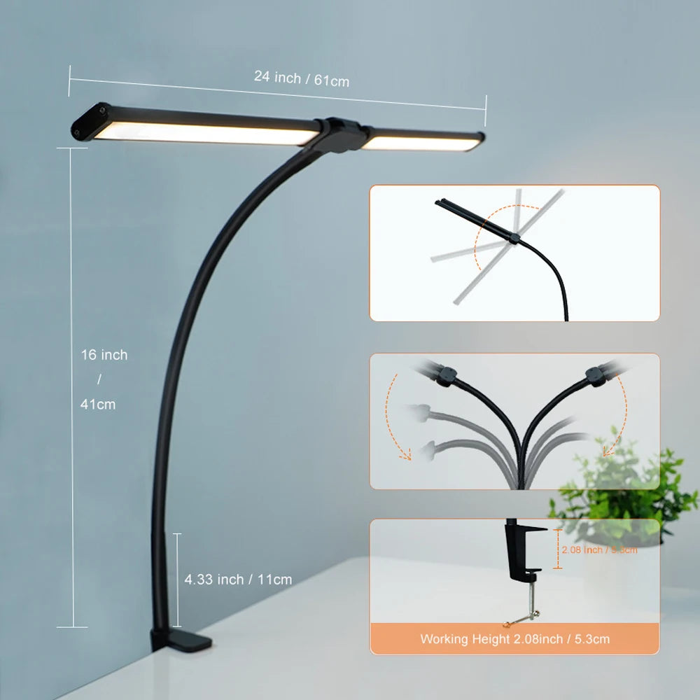 LED Desk Lamp with Stepless Dimming and Adjustable Brightness - Smarsty