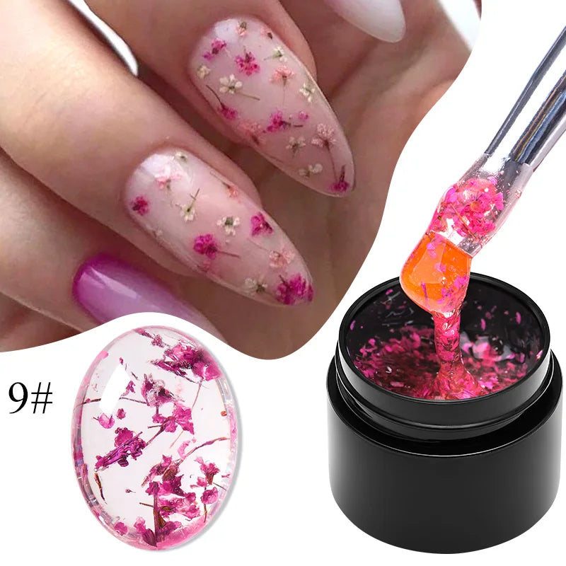 Pink Dried Flower Gel Nail Polish for Fairy Nail Art - Smarsty