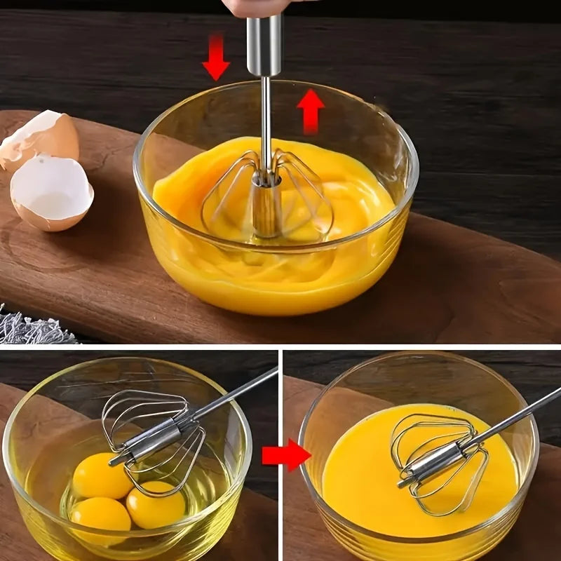 Stainless Steel Egg Beater Durable Semi-Automatic Mixer for Effortless Egg Cream Mixing Stirring and Beating for Kitchen Baking - Smarsty