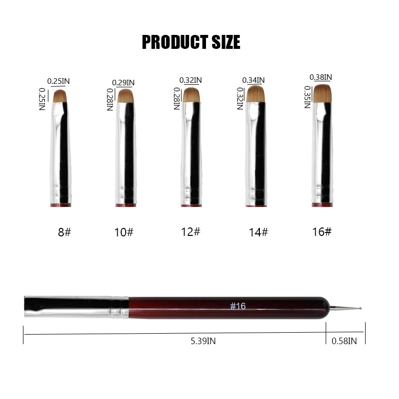 5pcs French Nail Art Brush Dual End Nail Art Dotting Pen Acrylic Drawing Rhinestone Gel Painting Manicure Tool for Beginner 8-16