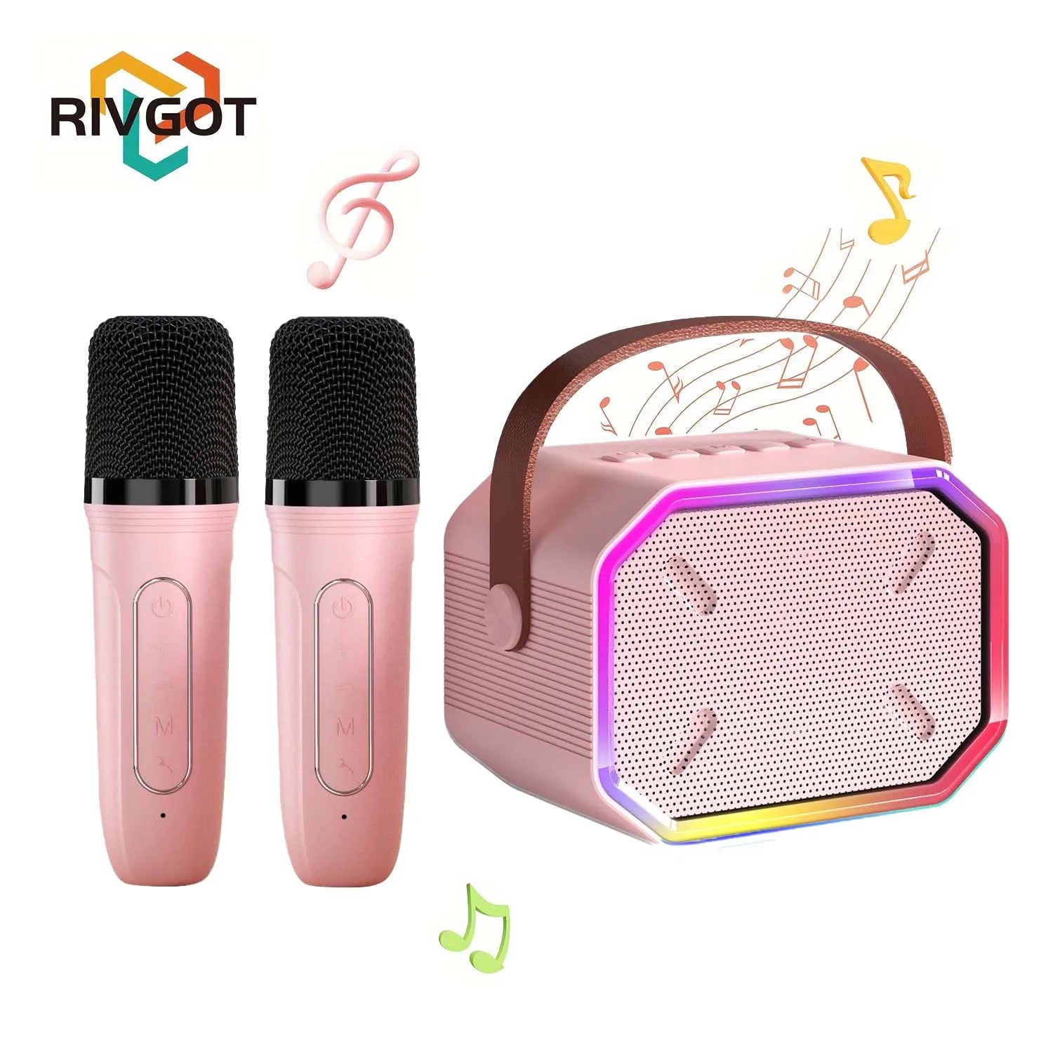 Mini Karaoke Machine for Kids Portable Karaoke Machine Bluetooth Wireless Microphones LDE Light Toys Gifts for Girls Boys - Smarsty
