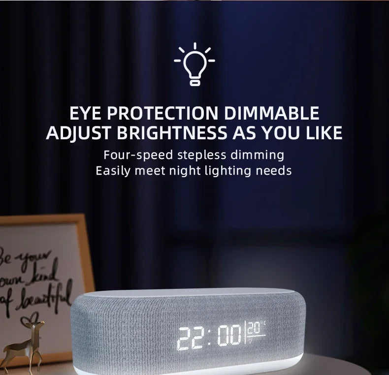 Alarm Clock Wireless Charger Night Light Thermometer Dock - Smarsty