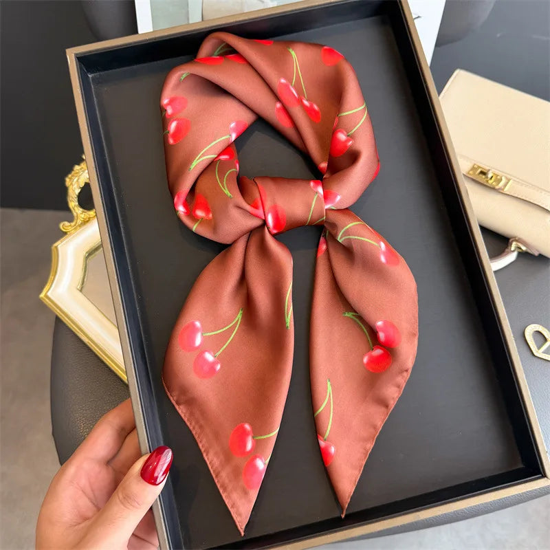 Bohemian Silk Square Scarf for Women Luxury Floral Print - Smarsty