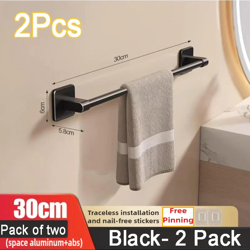 Self-Adhesive White Towel Holder Easy Install Bathroom Rack - Smarsty