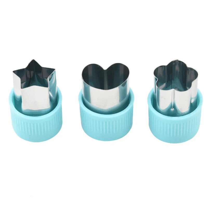 Star Heart Shape Vegetables Cutter Plastic Handle 3Pcs Portable Cook Tools Stainless Steel Fruit Cutting Die Kitchen Gadgets by Smarsty