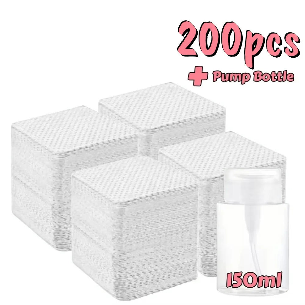 20/600pcs Lint-Free Nail Wipes Gel Cleansing Tissues Aluminum-Free Nail Polish Remover Pads for NaiArt Beauty Cleaning Care Tool - Smarsty