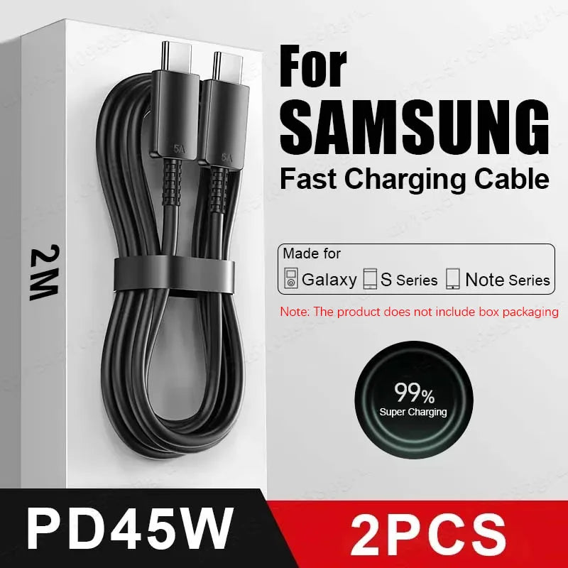 2PCS PD 45W USB C Cable For Samsung Galaxy S20 S21 S22 S23 Ultra Note 10 5G 20 A53 A54 Super Fast Charging USB Type C Data Cable - Smarsty