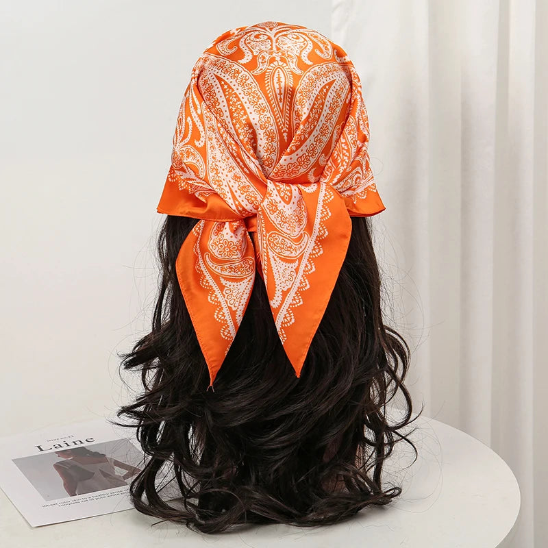 Bohemian Floral Print Silk Scarf for Women Sun Protection - Smarsty