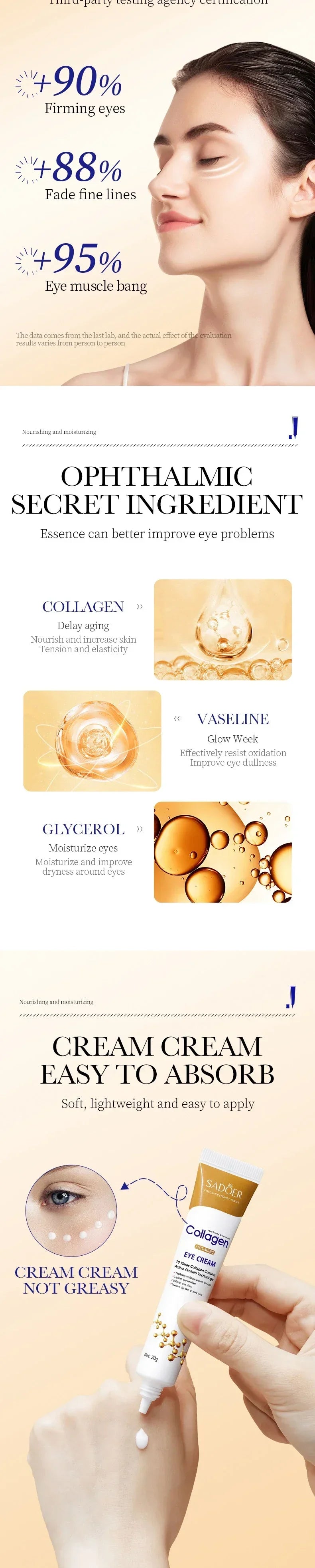 Collagen Eye Cream for Dark Circles and Puffiness - Smarsty