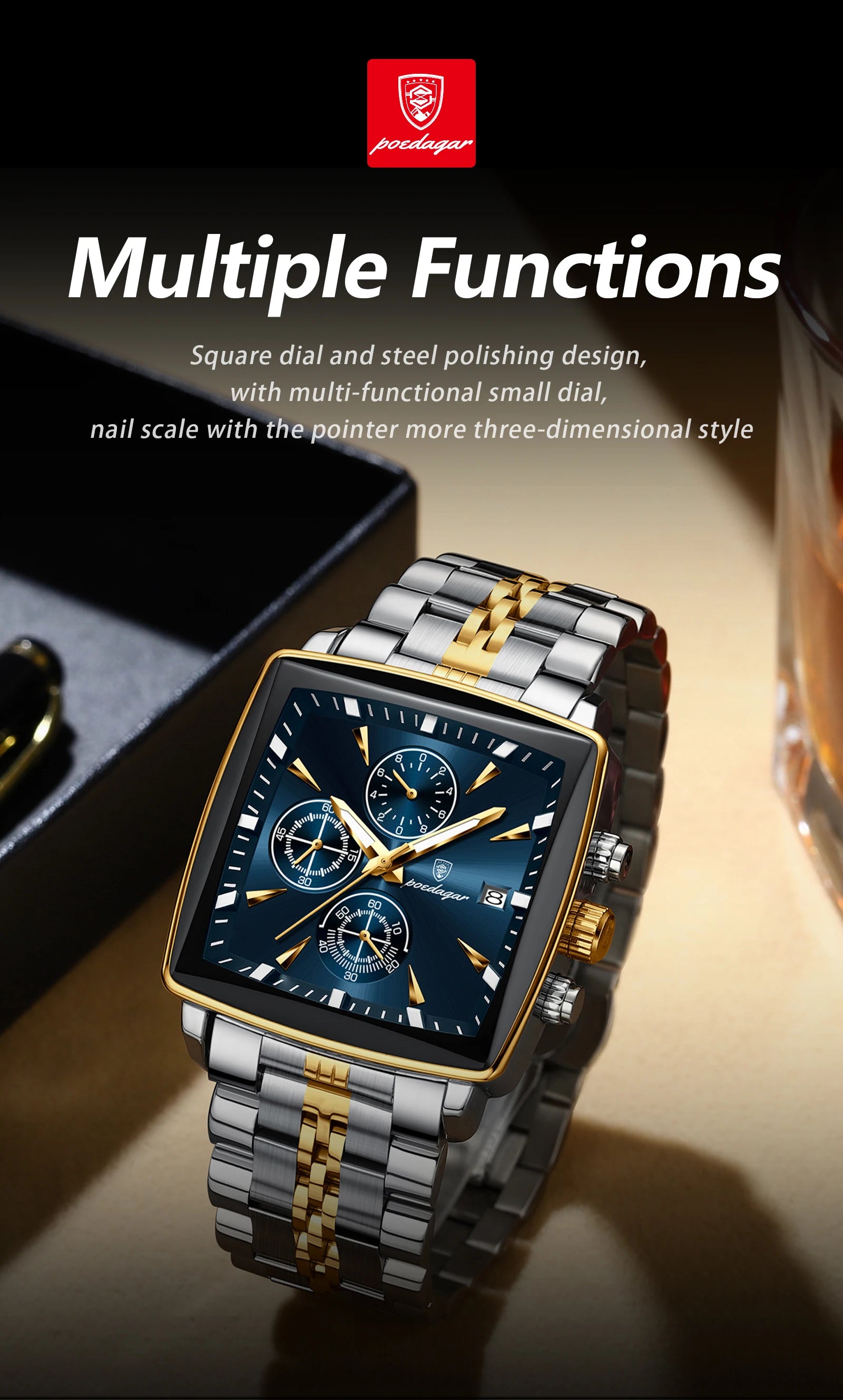 Luminous Waterproof Men's Chronograph Watch with Date - Smarsty