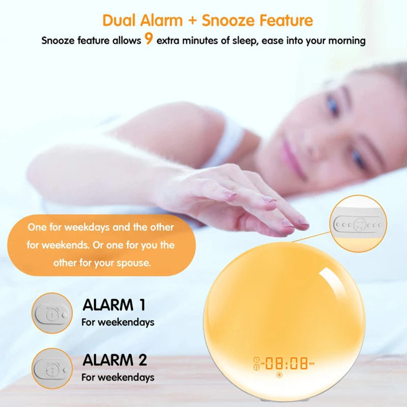 Wake Up Light Alarm Clock with Sunrise Simulation - Smarsty