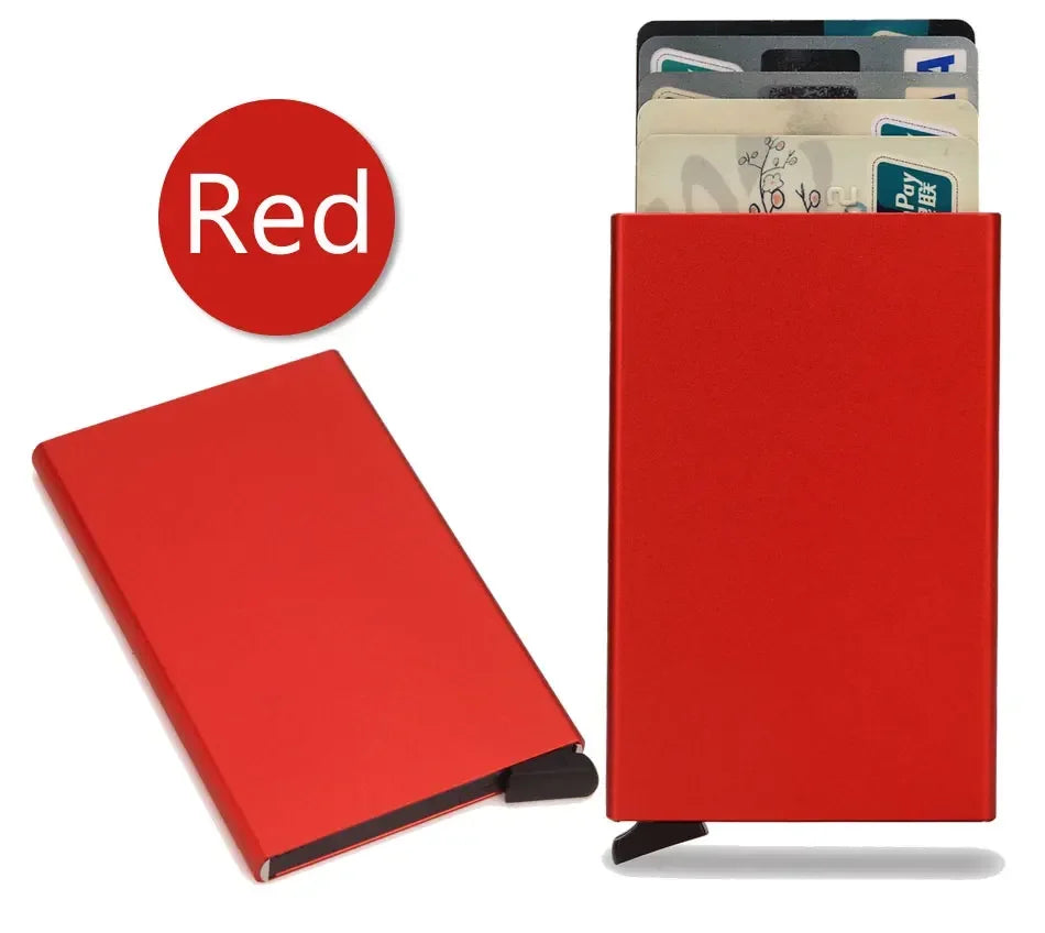 Anti Rfid Blocking Smart Wallet for Men Women ID Bank Credit Card Holder Metal Thin Slim Women Wallets Pop Up Minimalist Purse