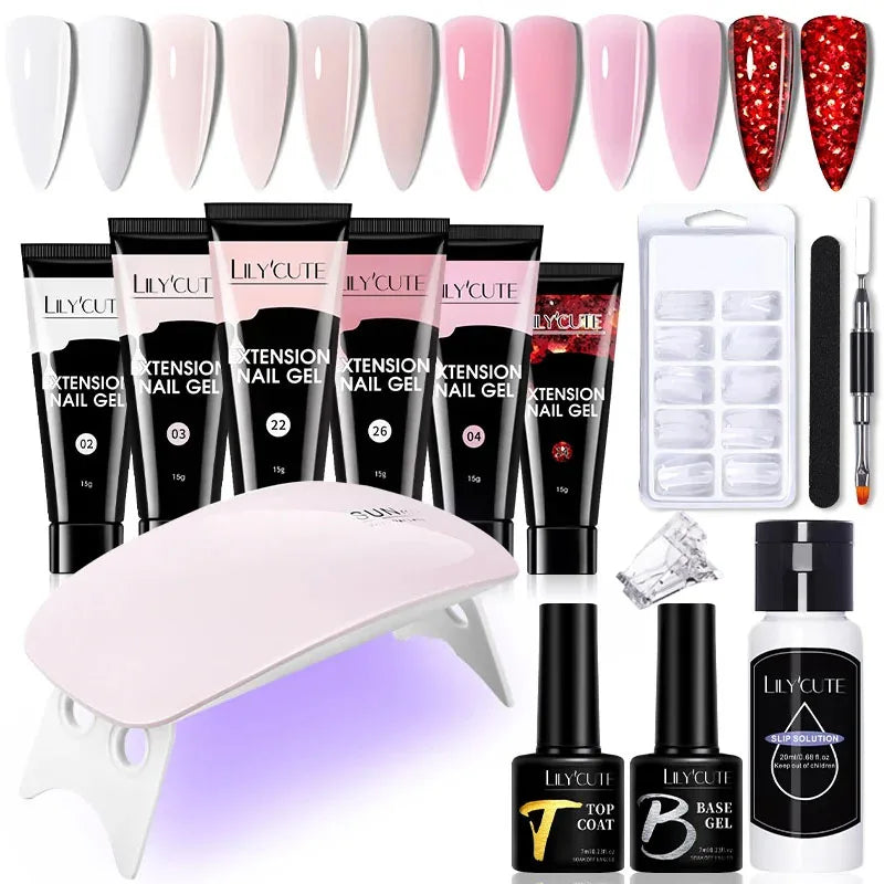 LILYCUTE Nail Gel Set with 6W LED Lamp for Quick Manicure - Smarsty
