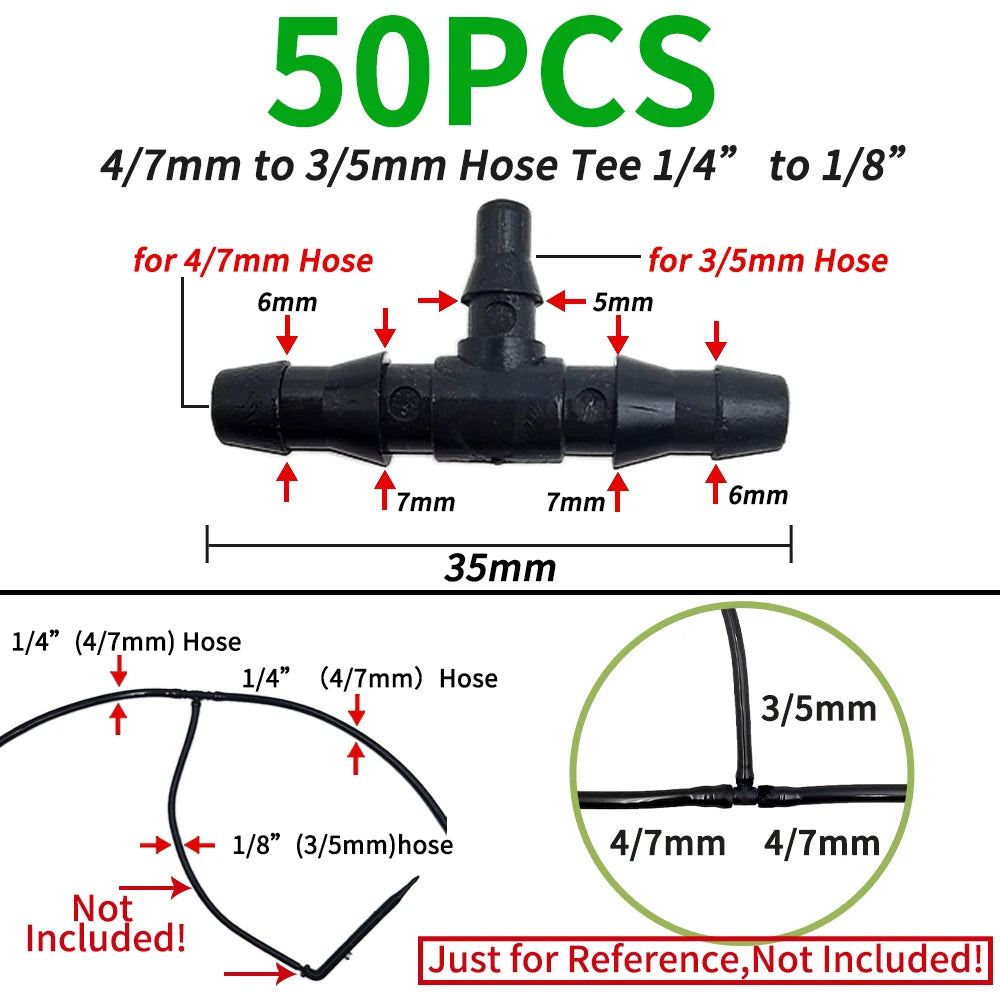 Oasis 50PCS Plastic Barbed Tee Connectors for Drip Irrigation - Smarsty