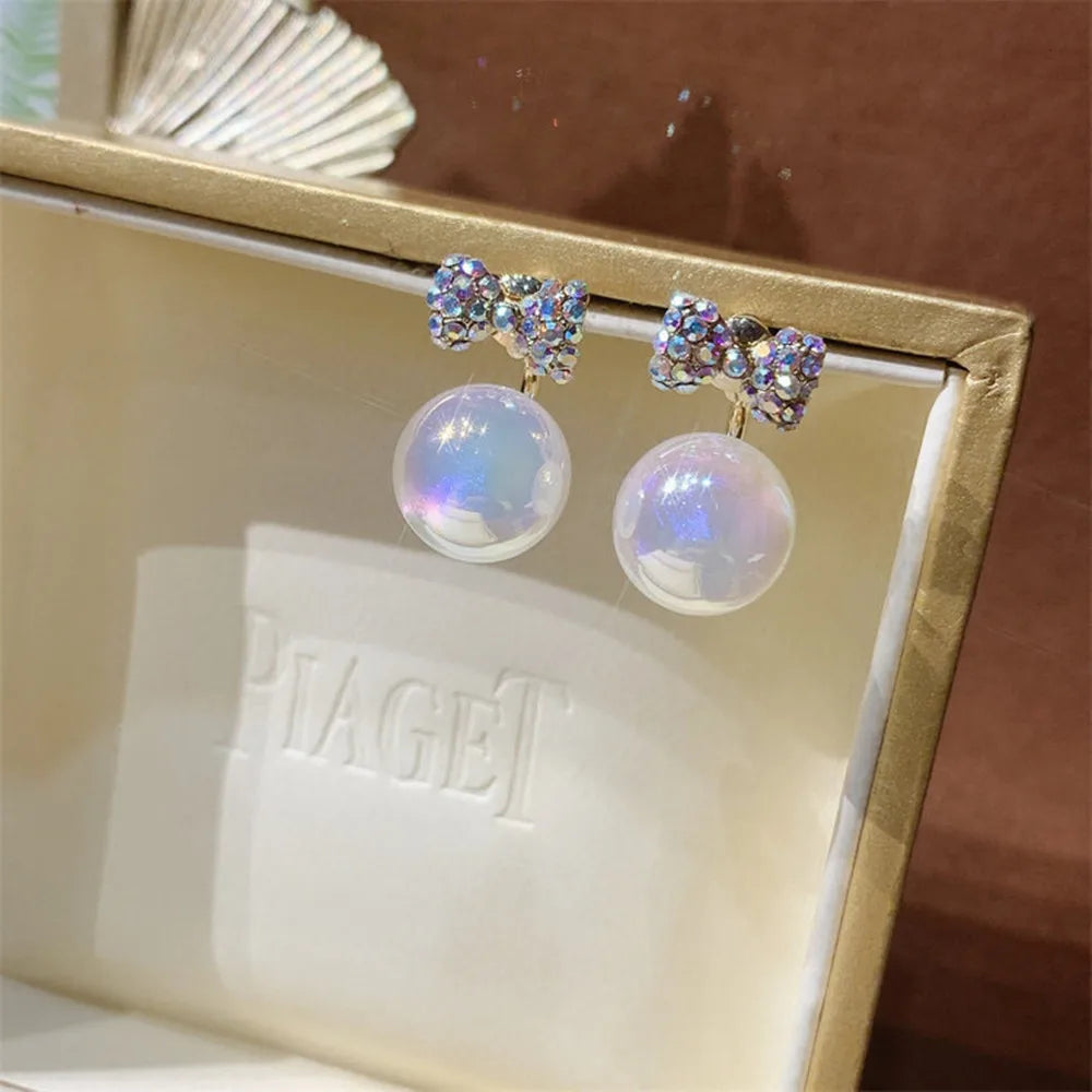 Pearl Long Earrings With Rhinestones For Wedding Fashion - Smarsty