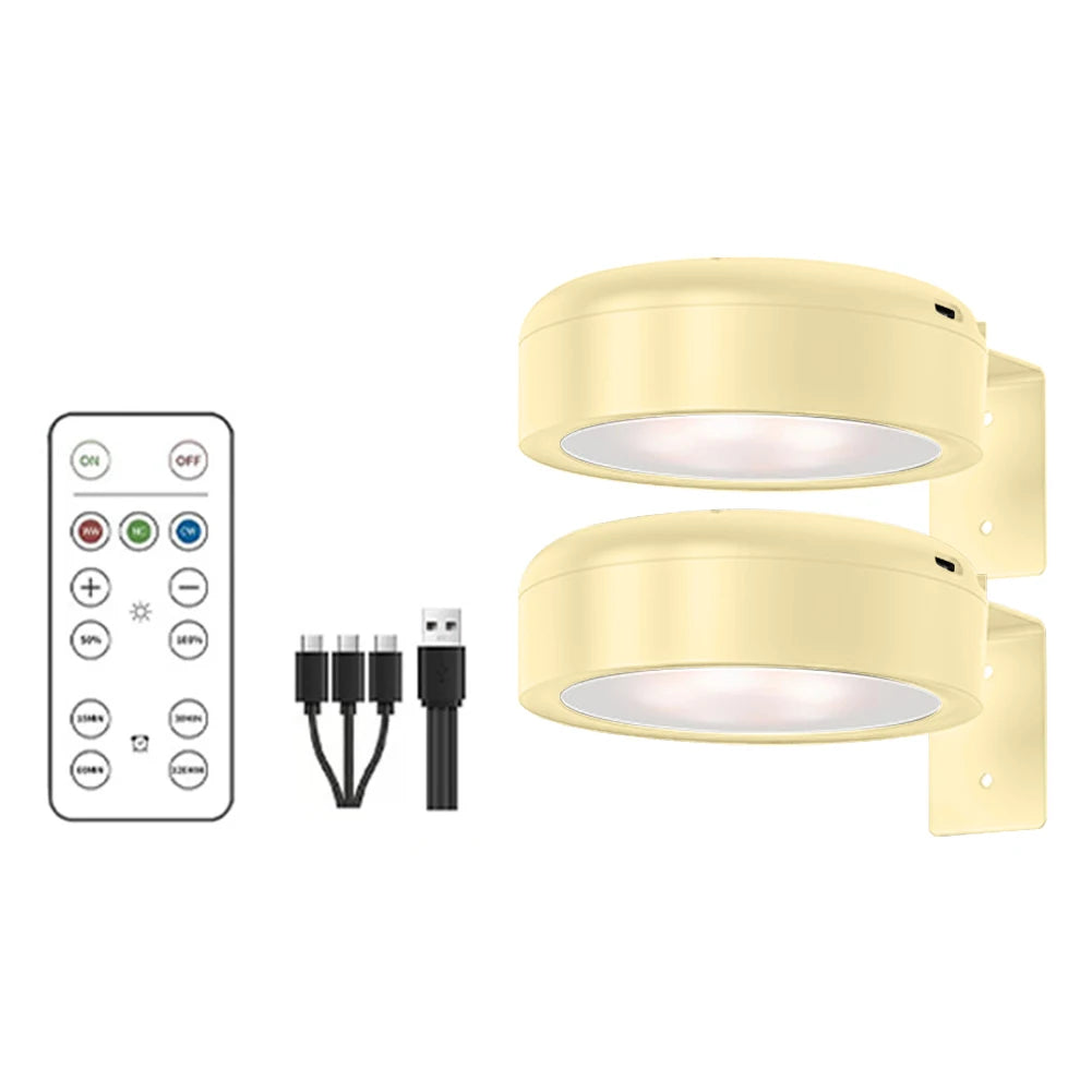 2/3pc Rechargeable Picture Light Magnetic LED Painting Light with Remote and Timer Art Display Light Dimmable 3 Lighting Modes