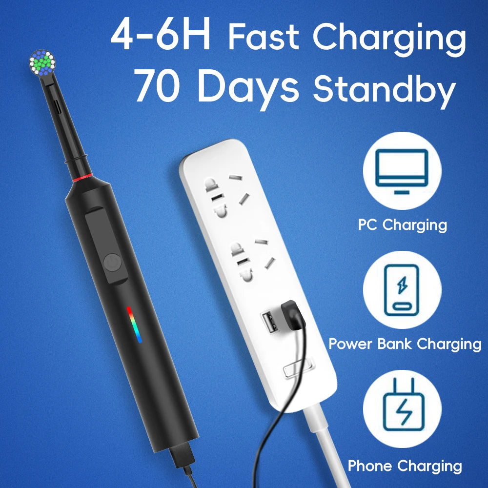 Smart Rotating Electric Toothbrush with Six Replacement Heads - Smarsty