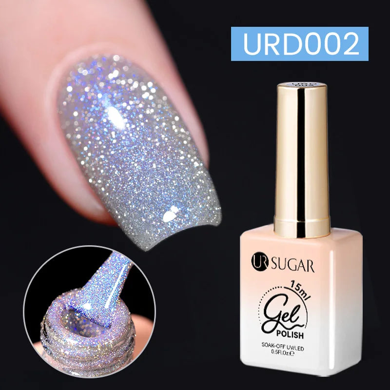 UR Sugar 15ml Silver Reflective Gel Polish for Sparkling Nails - Smarsty