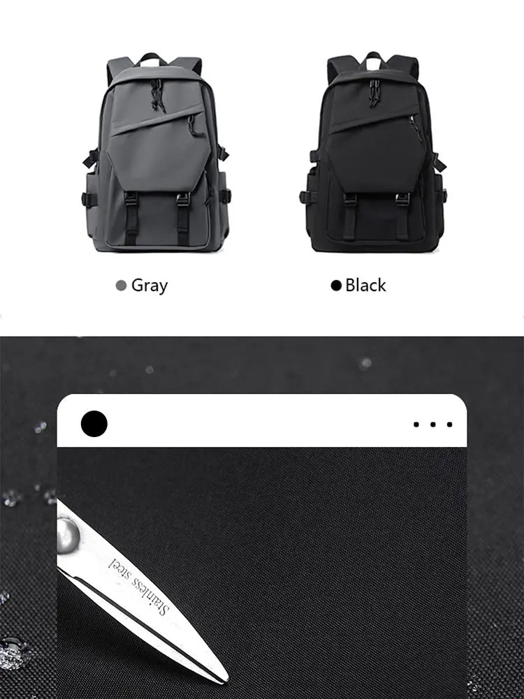One 15 Inch Polyester Waterproof Solid Color Simple Men's Backpack Fashion Couple Student Computer Backpack