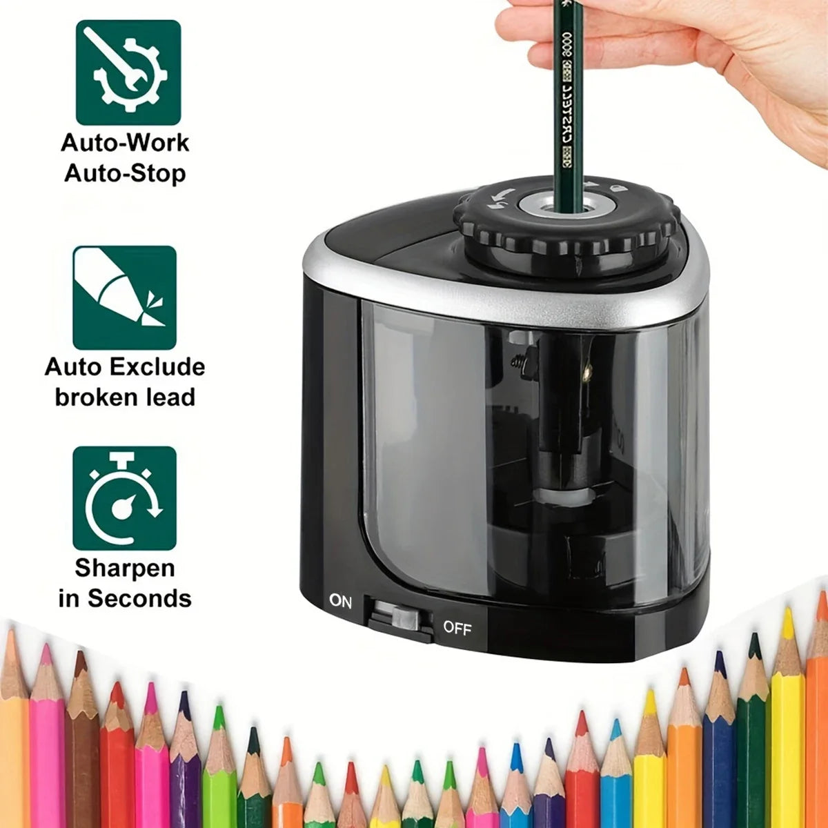 Electric Sharpener Assembly Desktop Automatic Pencil Sharpener Suitable To Pencils (6-8mm) for Students School Office Stationery - Smarsty