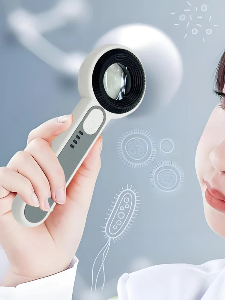 60X Handheld Magnifier Rechargeable Illuminated Magnifying Glass Wear Resist Lighting Book Magnifier for Seniors Reading Repair