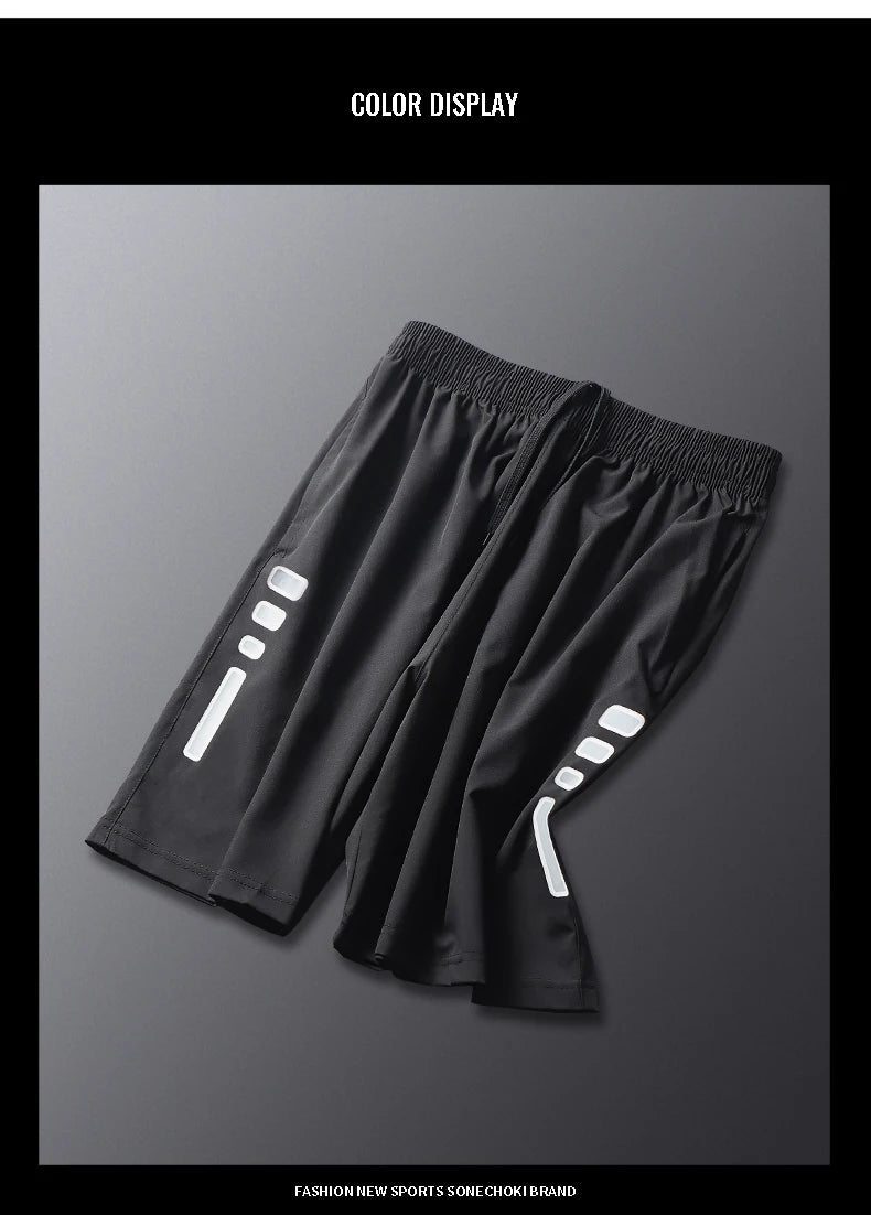 SONECHOKI Running Shorts Men Striped Printing Loose Basketball Sport Gym Breathable Shorts Fitness Training Workout Bottom Male - Smarsty