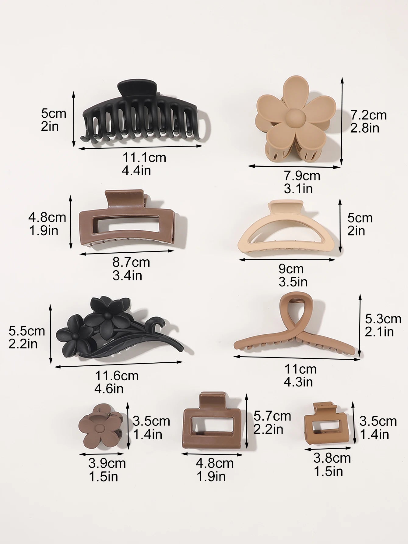 Neutral Color Large Matte Hair Claw Clips Strong Hold - Smarsty