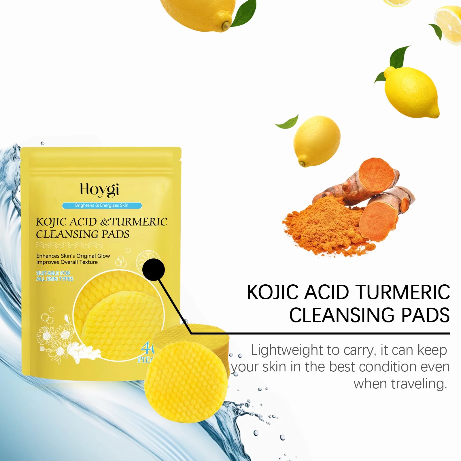 Turmeric Kojic Acid Cleansing Pads for Radiant Skin - Smarsty
