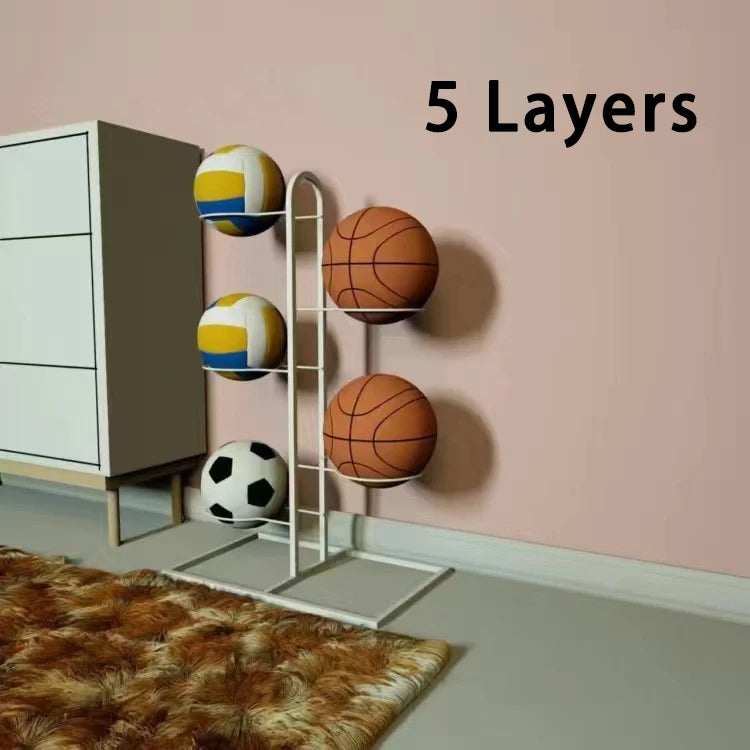 2/3/4/5Layers Basketball Storage Rack Indoor Children Balls Placed Rack Football Volleyball Basketball Holder Balls Metal Stand by Smarsty