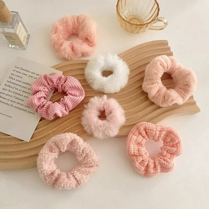 Plush Hair Scrunchies Set Soft Elastic Ponytail Holders - Smarsty