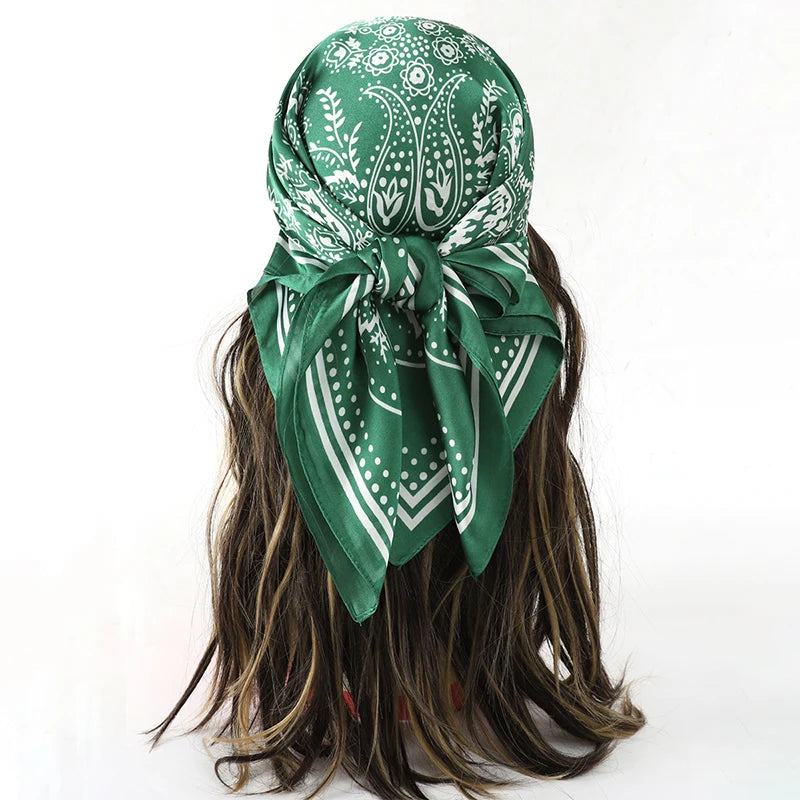 Bohemian Floral Print Silk Scarf for Women Sun Protection - Smarsty