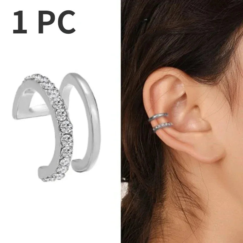 Cute Metal Leaf Earcuff Clip Earrings Comfy No Piercing - Smarsty