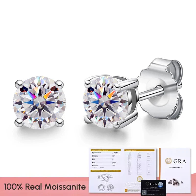 GRA Certified Moissanite Stud Earrings Bridal Sparkle - Smarsty