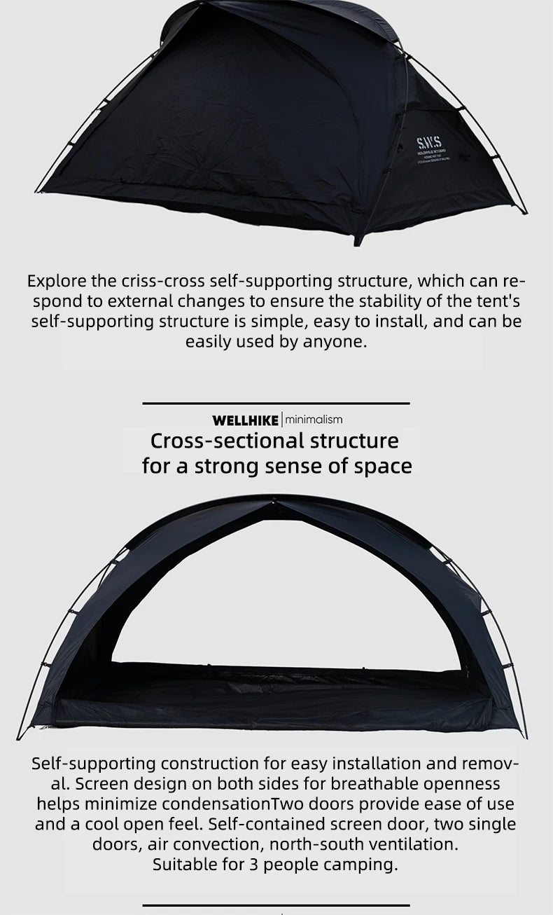 WELLHIKE Outdoor Portable Tent Single and Double Field Park Camping Equipment Rain and Sun Thickened Three Sseason Tent by Smarsty