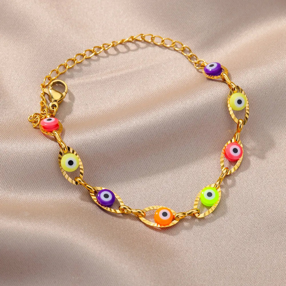 Gothic Rainbow Evil Eye Bracelet for Women - Smarsty