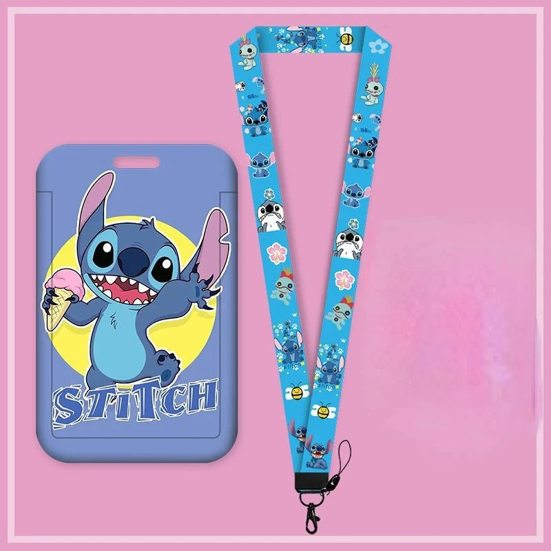 Disney Anime Credential Badge Holder Kawaii Stitch Card Holders Student Campus Lanyard Cards Holder Neck Straps for Kids Gift - Smarsty