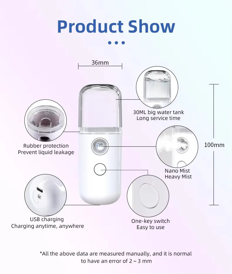 Portable Nano Facial Sprayer for Instant Hydration - Smarsty