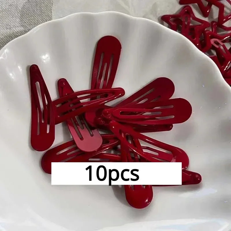 Red Star Snap Clips for Girls Stylish Hair Accessories - Smarsty