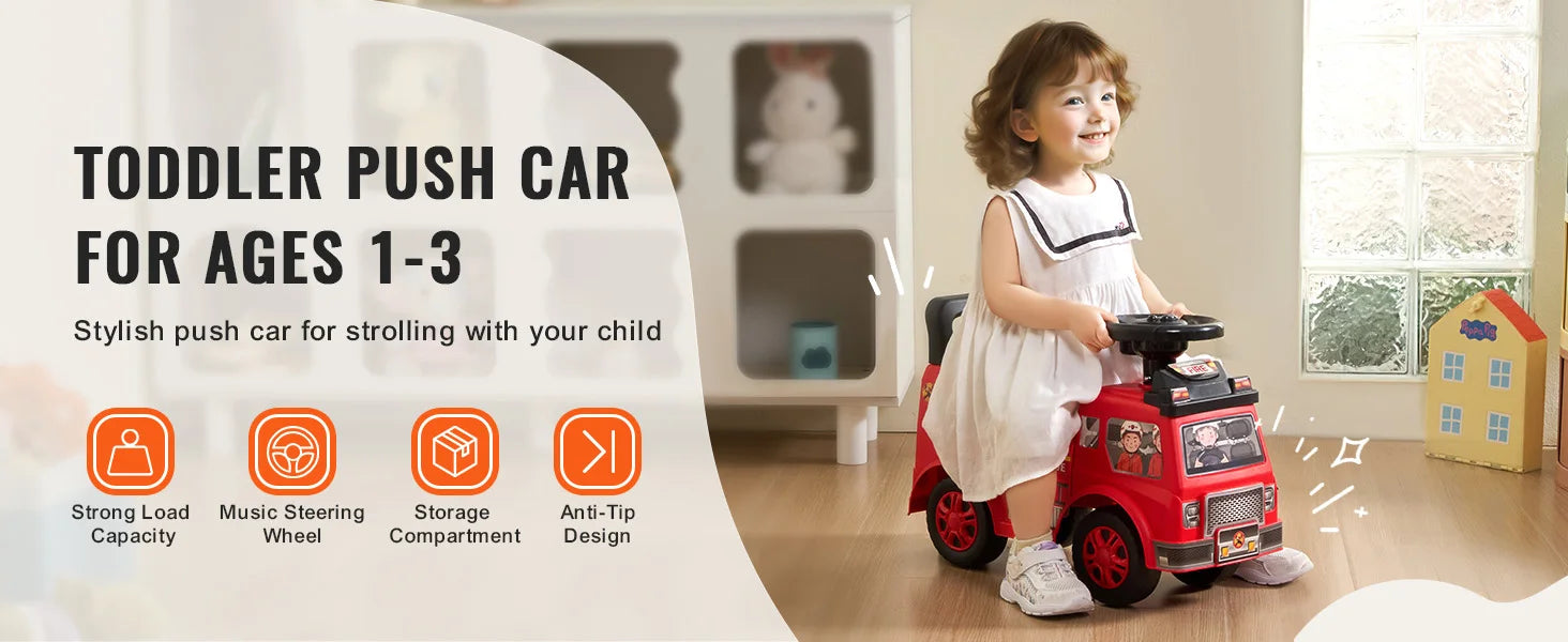 SucceBuy Ride On Push Car Kids Ride On Car with Music Steering Wheel & Under Seat Storage for Toddlers Ages 3-12 Ride Racer - Smarsty