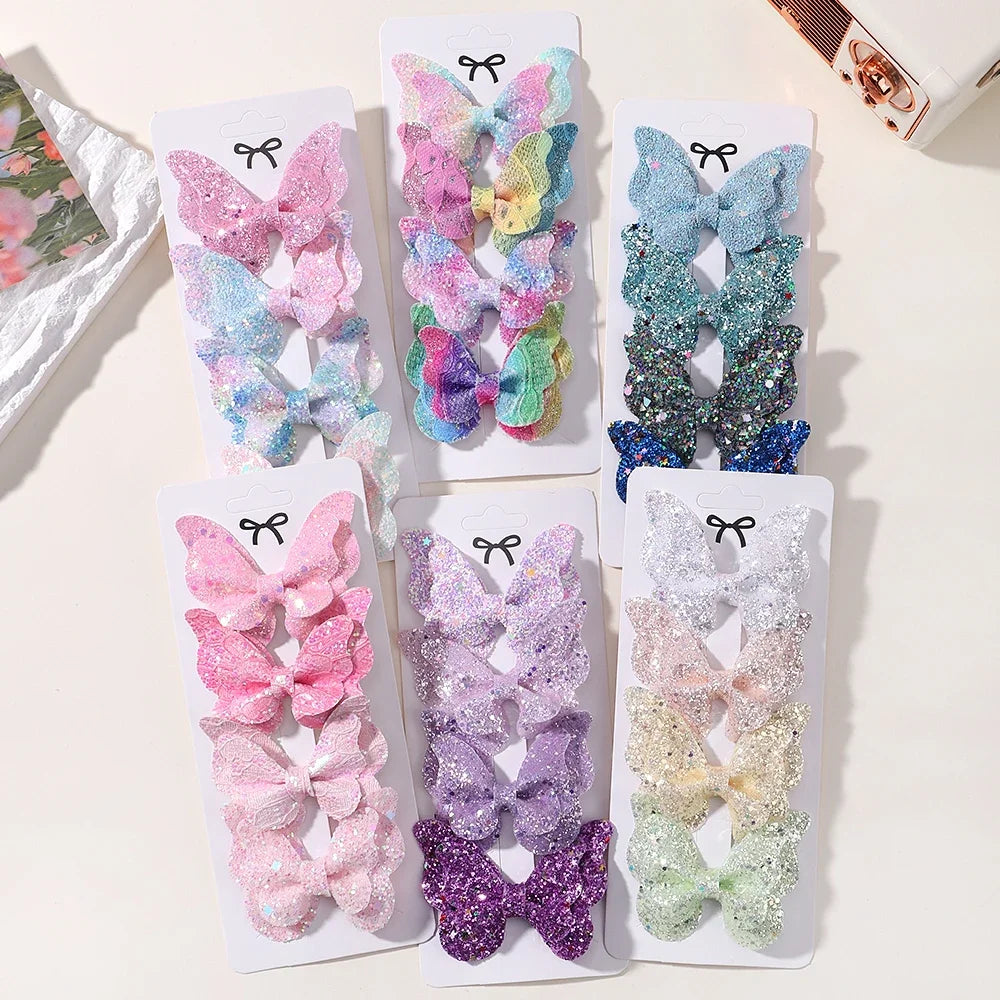 Glitter Butterfly Hair Clips for Girls - Cute Headwear Set - Smarsty